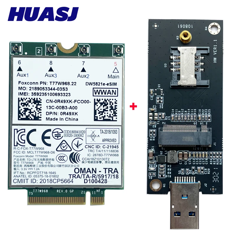 Módulo Cartão 4g Wwan para Lattitude 5420 5424 7424 Robusto Latitude 7400 Dell Dw5821e- Esim Lte Cat16 Adaptador Usb 3.0 T77w968 - Imagem 5