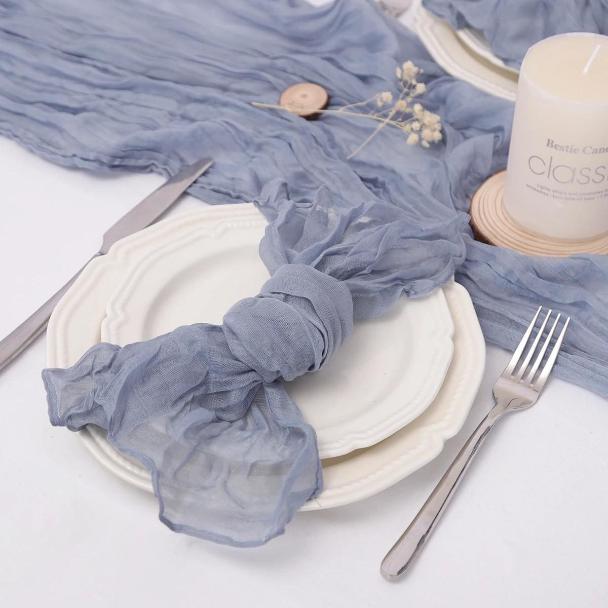 Description Picture 4 of item6PC Sage green Gauze Napkin Christmas Cheesecloth Table placemats Setting Dining Wedding Party Banquets Banquets Arches  Decor