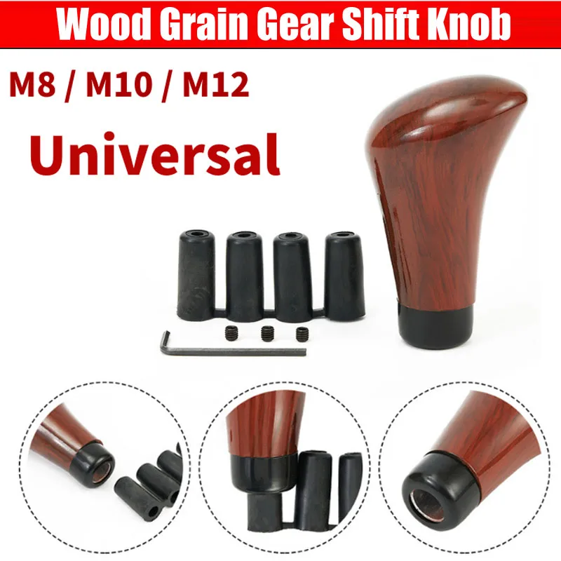 

New Universal Walnut Wood Grain Car Gear Head Shift Shifter Lever Stick Knob Interior Parts Auto Gear Shift Knob Rubber Sleeves
