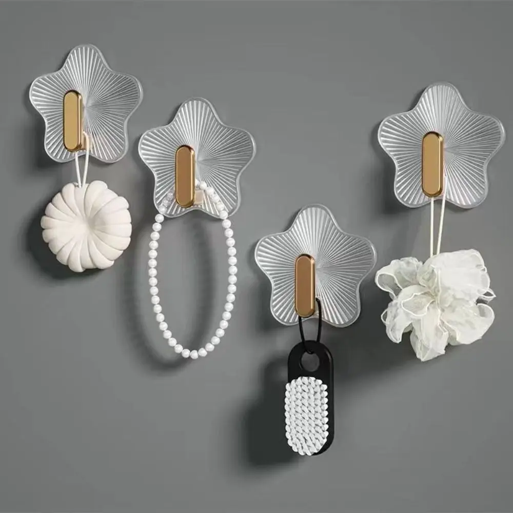 

4PCS Punch Free Star-shape Hooks Durable Multifunctional Plastic Shower Hooks Storage Rack