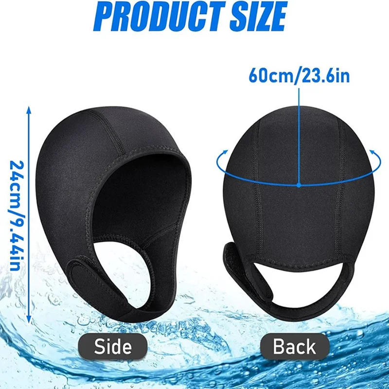 Diving Hood With Chin Strap Ear Protective 2mm Neoprene Wetsuit Hood Swimming Hat Surfing Hat For Women Men Sailing Canoe