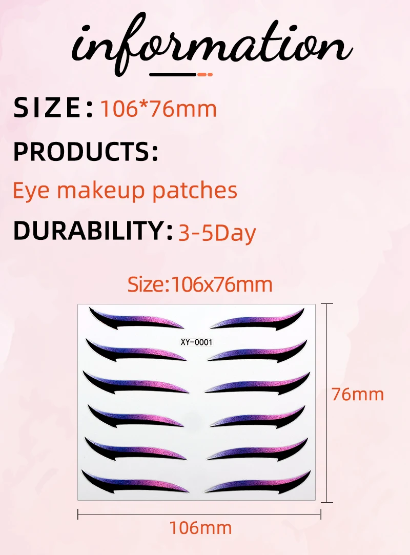 misura adesivi eyeliner glitter 10,6 x 7,6 cm per trucco occhi