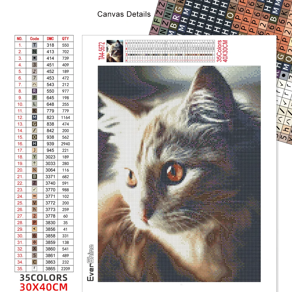 Evershine Diamond Painting Cat 5D DIY Diamond Embroidery Cross Stitch Animals Rhinestones Mosaic Kit Home Decoration diamond painting