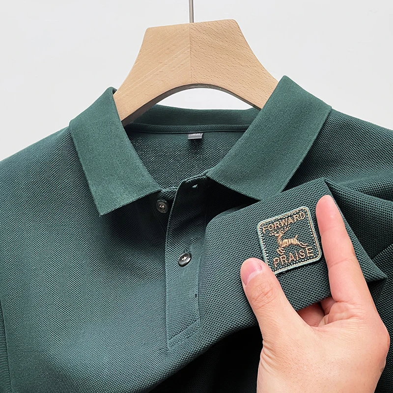

100% Cotton Exquisite Embroidery Men's Summer Short Sleeved High-End Brand Polo Shirt British Casual Breathable Lapel T-Shirt