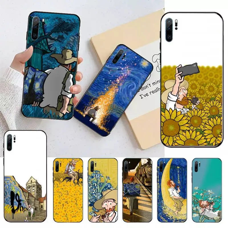 Van Gogh Cartoon Oil Painting Art Phone Case Per Huawei Honor Mate 30 40 50 20 8 70 5 9 10 Pro P X I S Y Lite Nova