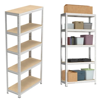 Heavy Duty Boltless Metal Steel Frame,MDF Board Shelving Unit for Shed,Storage Unit - 5 Tier (175KG Per Shelf) -875KG Capacity