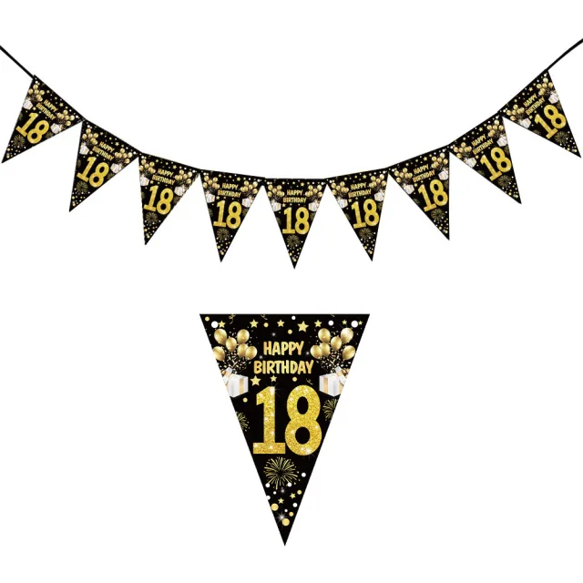 Schwarzgold, Dekoration zum 18-jährigen Geburtstag, Geschirr, Teller, Tassen, Tischdecke, Ballon-Set, Popcorn-Box, Partyzubehör zum 18. Geburtstag – Detail 8