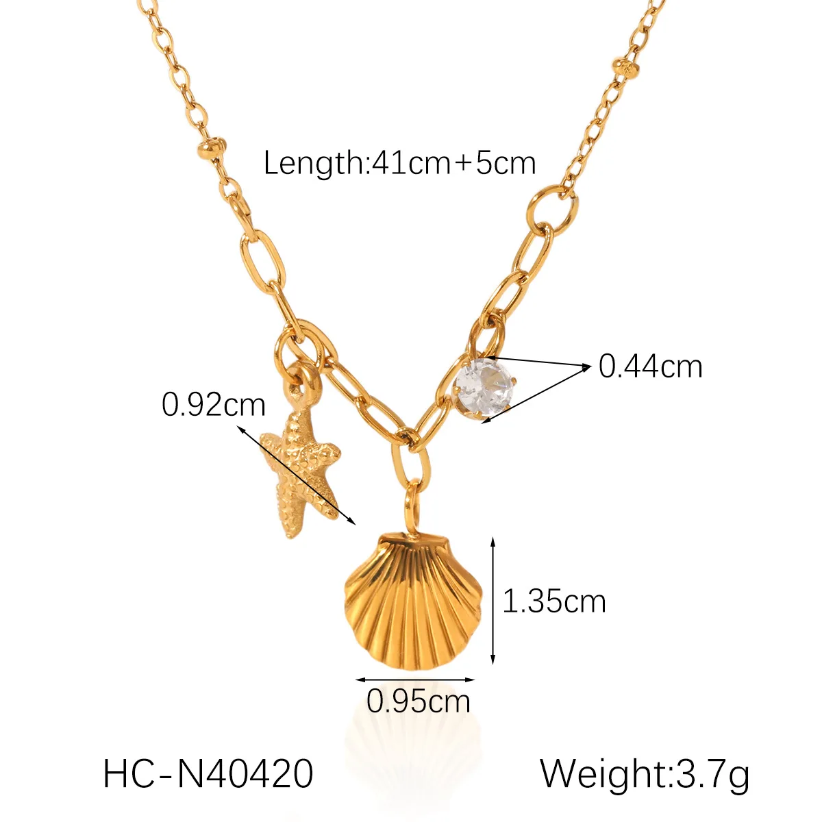 Ocean Shell Starfish Pendant Necklace For Women, Stainless Steel Plated Gold Necklaces, Fashion Jewelry_voghion.com