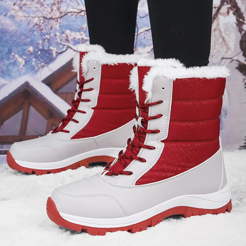 Women's Snow Boots Winter Thermal Fur Lined Boots Waterproof Hiking Trekking Ankle Booties for Woman_voghion.com