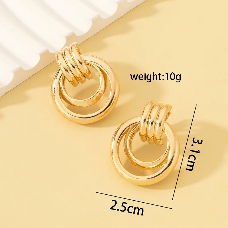 Gold Plated Geometric Big Round Clip on Earrings for Women Girl Ear Clip Without Piercing Fashion Jewelry ear clip earrings clip earrings ear clip