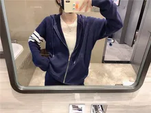 

Autumn and winter new tb waffle four-bar wool hooded zipper shirt loose casual knitted sweater jacket