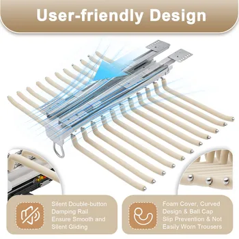 Portapantaloni estraibile per guardaroba Portapantaloni estraibile per armadio Portapantaloni con 22 aste per esposizione e negozio di pantaloni, asciugamani 1