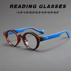 Timeless Unisex Round Frame Fashion Reading Glasses - +400 (Blue)
