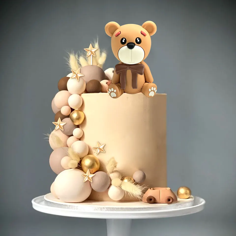 JeVenis decorazione per torta baby shower verde salvia orso teddy cake topper per torta rivelazione di genere decorazione per torta baby shower orsetto