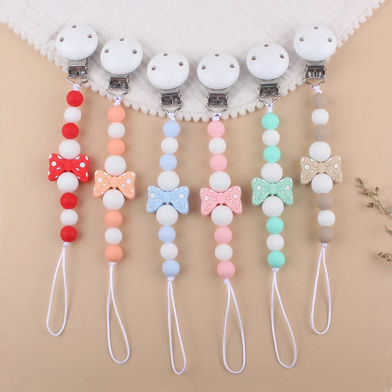 

Personalized Pacifier Chain Clip Dummy Nipples Holder Clips Babies Silicone Teething Chain Food Grade Chew Toy Gifts For Cute