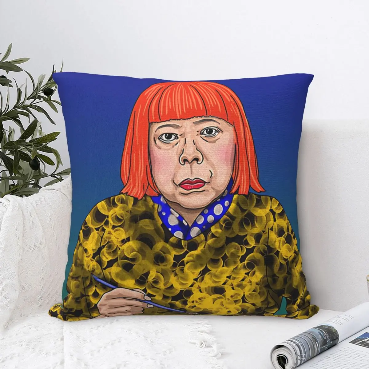 

Look At You Polyester Cushion Cover Yayoi Kusama Japanese Artist Livingroom Office Decorative Breathable Throw Pillowcase