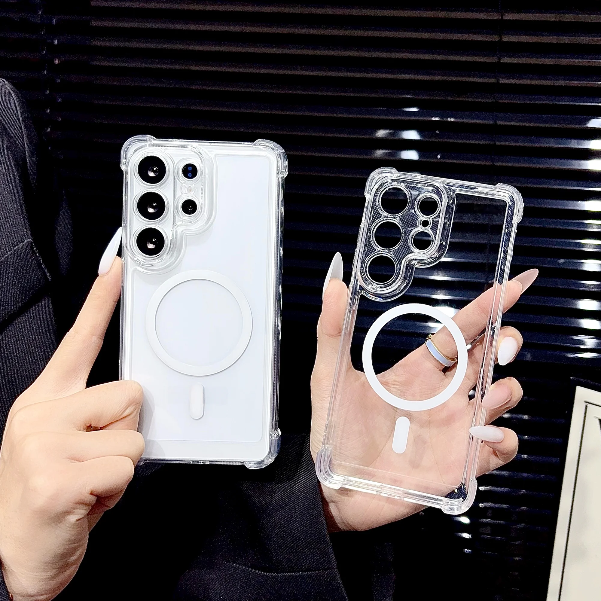 Air Cushion Shockproof Clear Magnetic Phone Case Cover