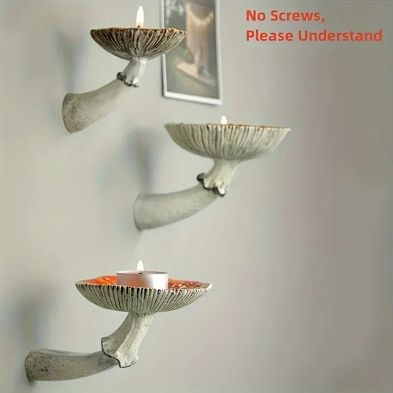 1pc Mushroom Storage Rack Resin Wall Hanging