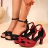 Summer New Elegant Beautiful Buckle High Heels Sandals Women Large Size Fashionable Ladies Rubber Bottom round Toe Shoes