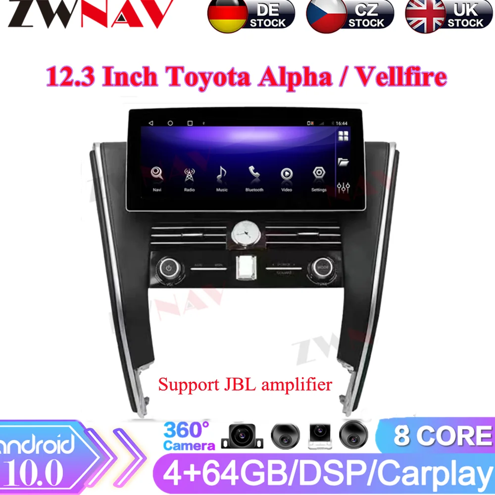 

12.3" Car Android Radio Screen PX6 For Toyota Alphard 30 Vellfire 2015-2021 Auto Multimedia Video Player GPS Navi Stereo CarPlay