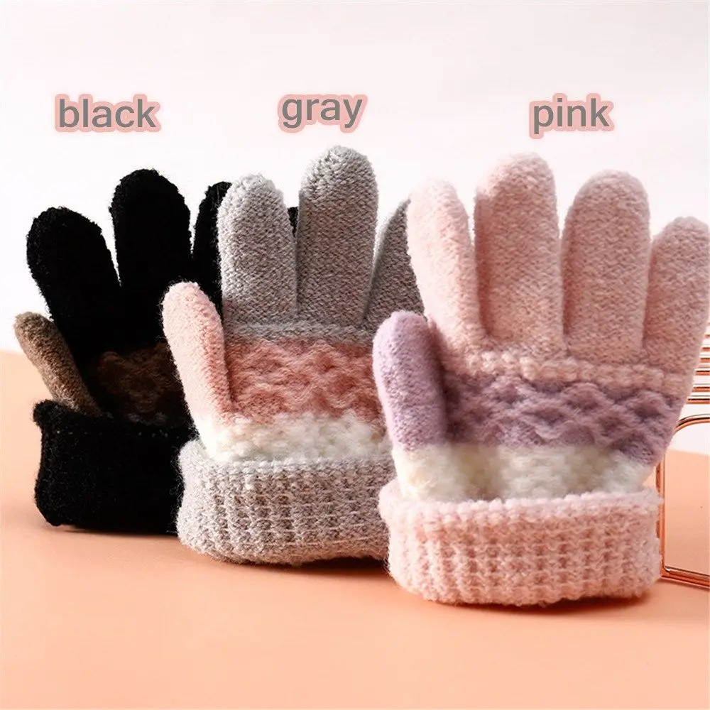 Winter Autumn Soft Knitted Baby Gloves Full Finger Gloves Kids Girls Boys Mittens Outdoor Children Gloves 3-6 Years 5
