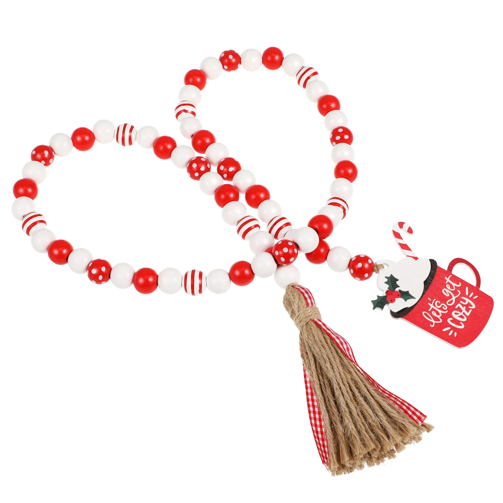 

Wooden Bead Hanging String Rustic Party Ornament Creative Beads Delicate Tassel Chic Decor Farmhouse French Country