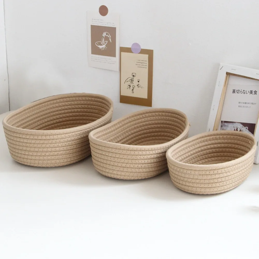Description Picture 3 of itemHand Woven Storage Basket Storage Box Desktop Sundries Storage Basket Cosmetics Snack Porch Cotton Thread Storage Basket Gift