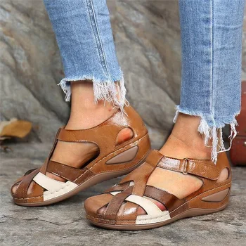 Women's Shoes 2024 Summer Women's Large Size Sandals Bunched Feet Casual Printed Sandals Women's Sandals Sandalias De Mujer 1
