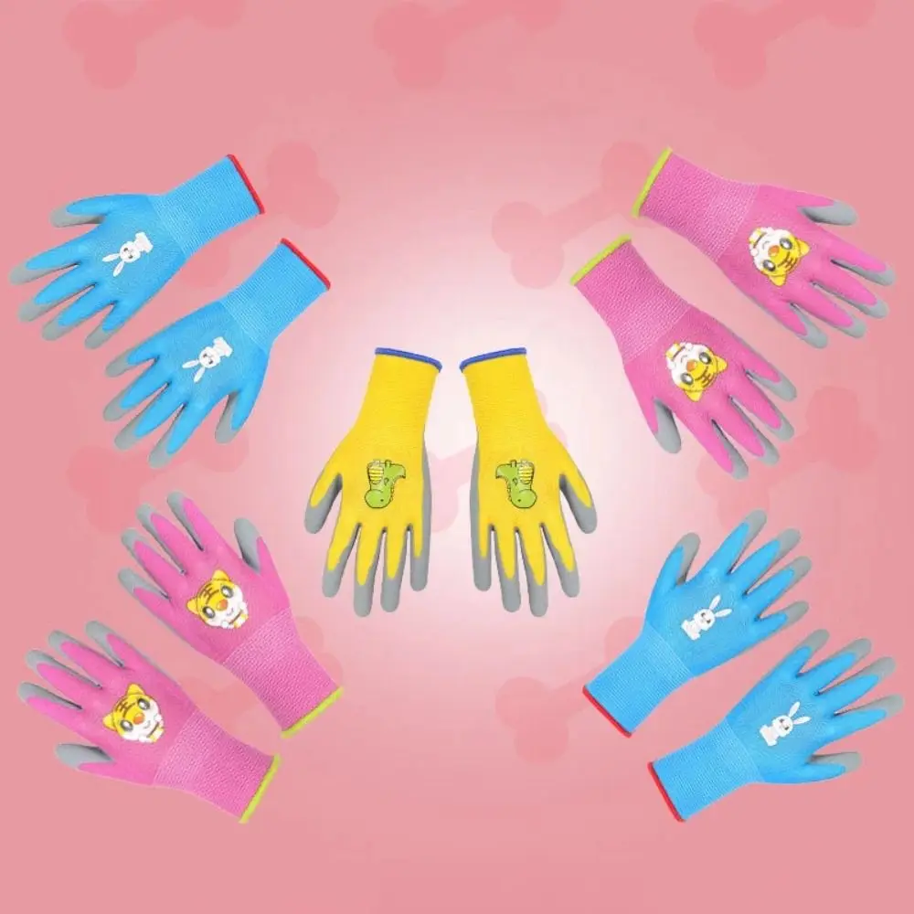 Non-Slip Kid Gardening Gloves Durable Breathable Garden Work Gloves Collect Seashells Animal Pattern Children Protective Glove gardening gloves