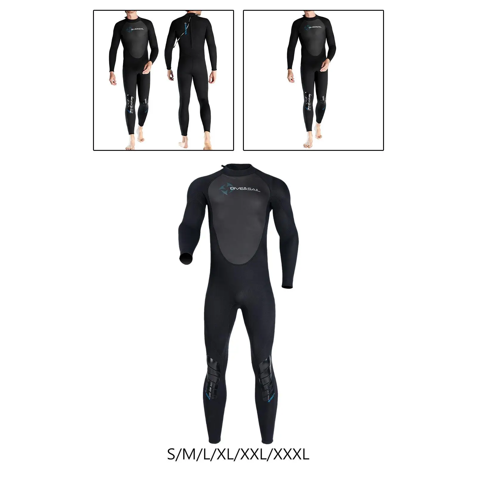 Full Body Swimsuit 3mm Neoprene Swim Suit Long Sleeves Warm Mens Wetsuits