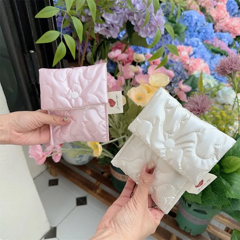 핑크 러브 위생 냅킨 보관 가방, 다기능 동전 지갑, 학생 동전 지갑, 쥬얼리 정리함, 신용 카드 파우치 케이스