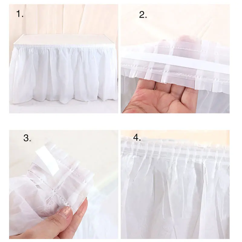Disposable Plastic Pink Table Skirt Rectangle Tulle Table Cover Oil Proof Tablecloth Wedding Reception Baby Shower Birthday