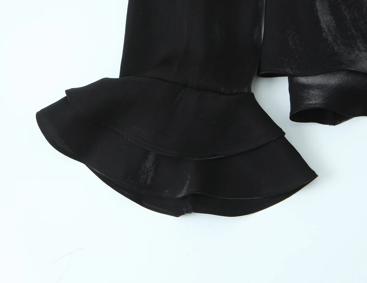 Women French Style Elegant Blouse Fashion Simple Loose O-Neck Long Sleeve Shirt Lady Glossy Fabric Layered Decoration Blouse