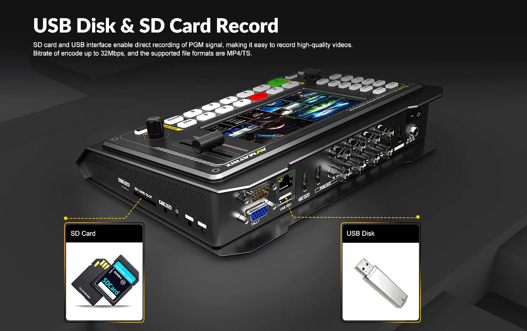 Shark S6 6-CH HDMI-compatible/SDI Video Switcher USB for capturing and streaming
