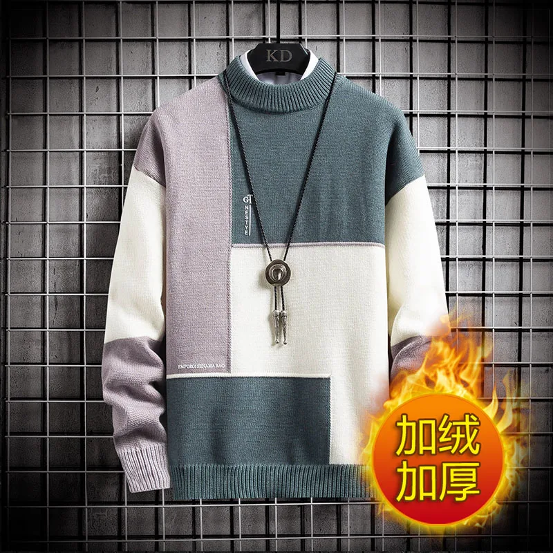 

Men's Fleece Sweater Vintage Pullover Knit Man Pullovers O-neck Cool Things Winter Male Sweaters Best Selling 2023 Autumn New