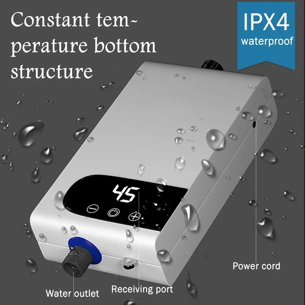 Electric Water Heater 220V 5500W Portable for Bathroom Hot Water Shower Home Kitchen