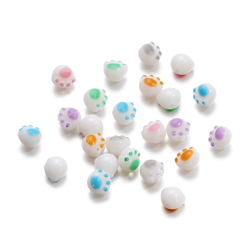 

10/20Pcs 12mm Cat Paws Acrylic Beads Cartoon Claw Shape Spacer Beads For DIY Jewelry Making Bracelet Necklace Accessories