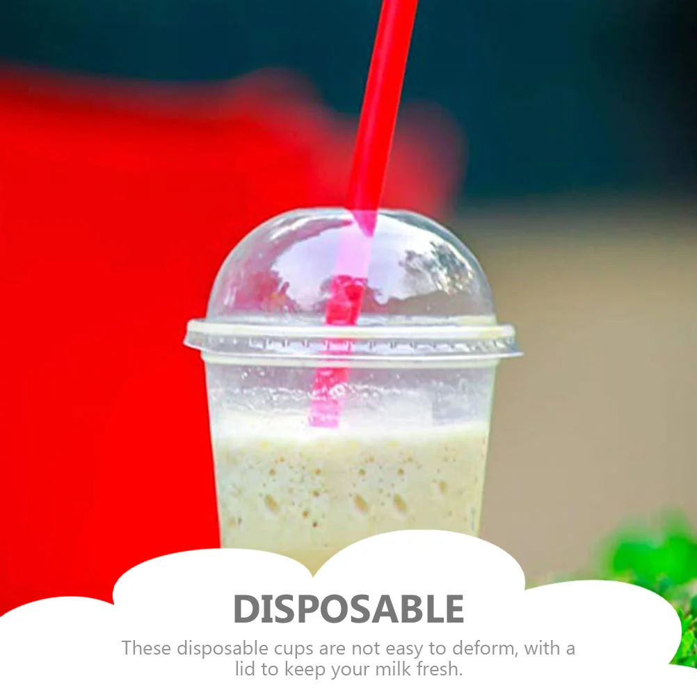 50Pcs Clear Cups With Lids Disposable Transparent Plastic Cups MultiFunction Beverage Containers Drink Accessories Kitchen Bar