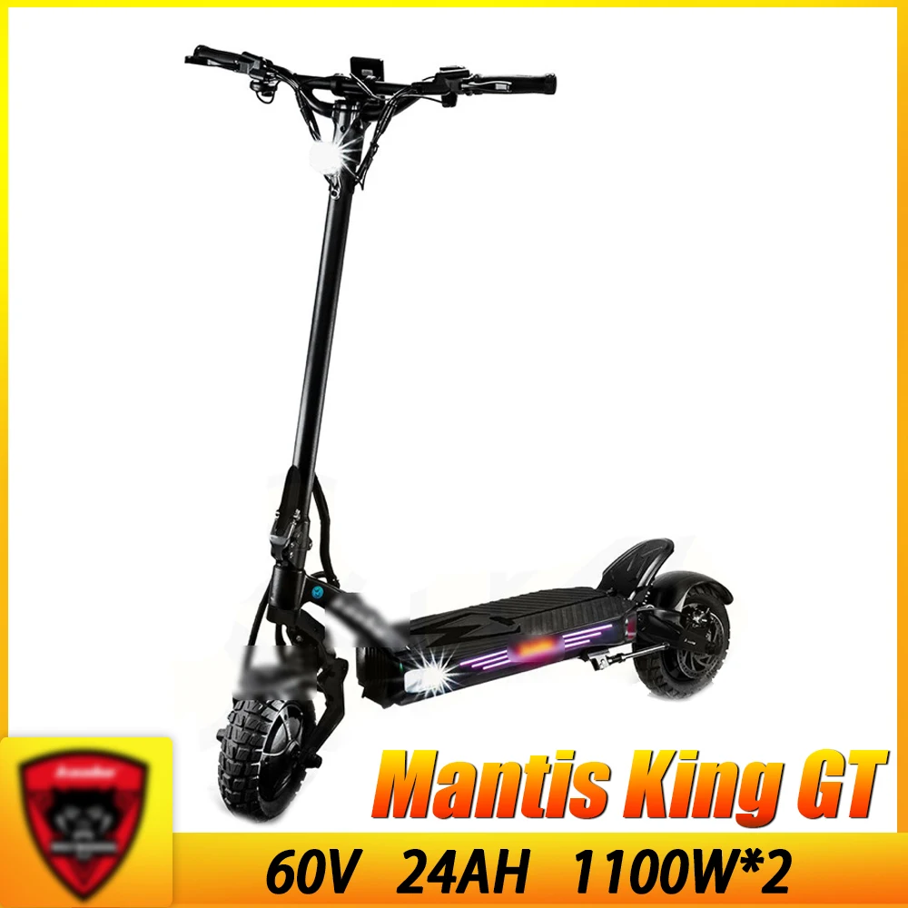 In Stock Mantis KING GT Electric Scooter 60V 24AH 1100W*2 Dual Motor TFT Display Skateboard Waterproof Full Hydraulic