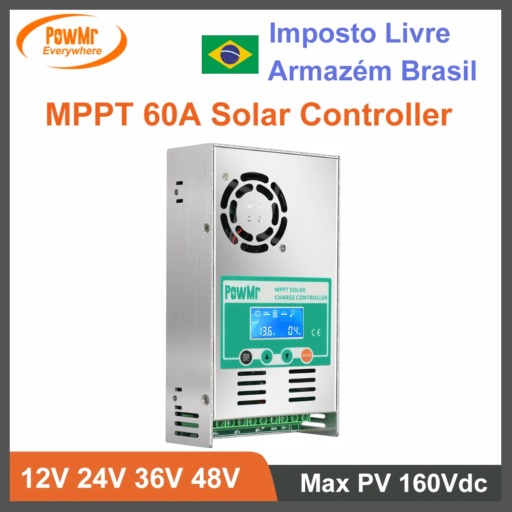 Regolatore Di Carica Solare 60A Mppt 12V 24V 36V 48V Auto Con Max Solar Pv Power Input 160Vdc Adatto Per Batterie Al Litio Al Piombo