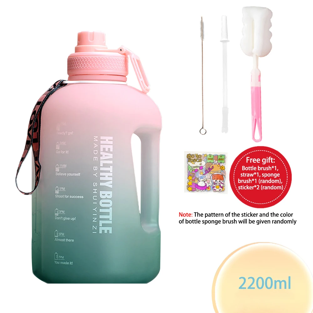 Water Reminder Bottle - Large Capacity Water Bottle 2200ml Outdoor Sport  Travel - Aliexpress