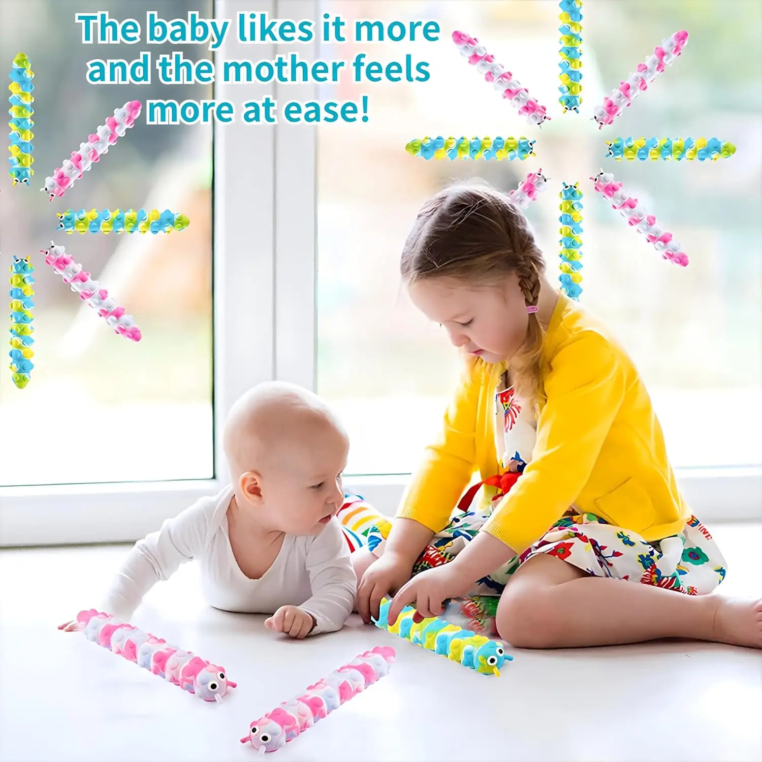 New and unique creative slow rebound venting silicone suction cup caterpillar toy pinching parent-child interaction 6
