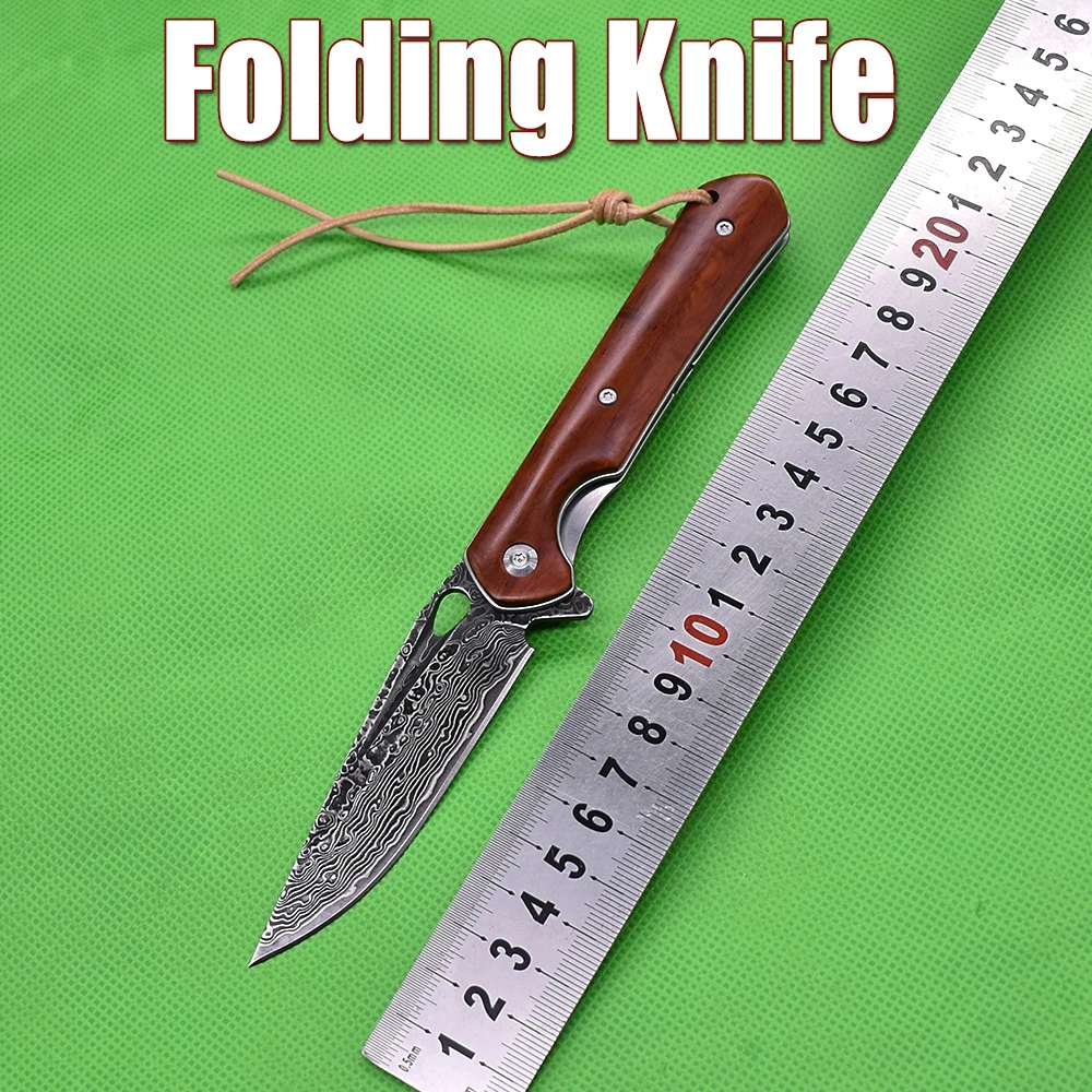 New Vg10 Damascus Steel Folding Knife Tactical Outdoor Camping Survival