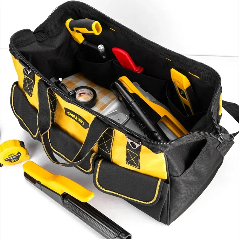 Deli Electrician Tool Bag 13/16/17/18Inch Woodworking Repair Tool Pouch Thickened Durable Large-capacity Toolbag