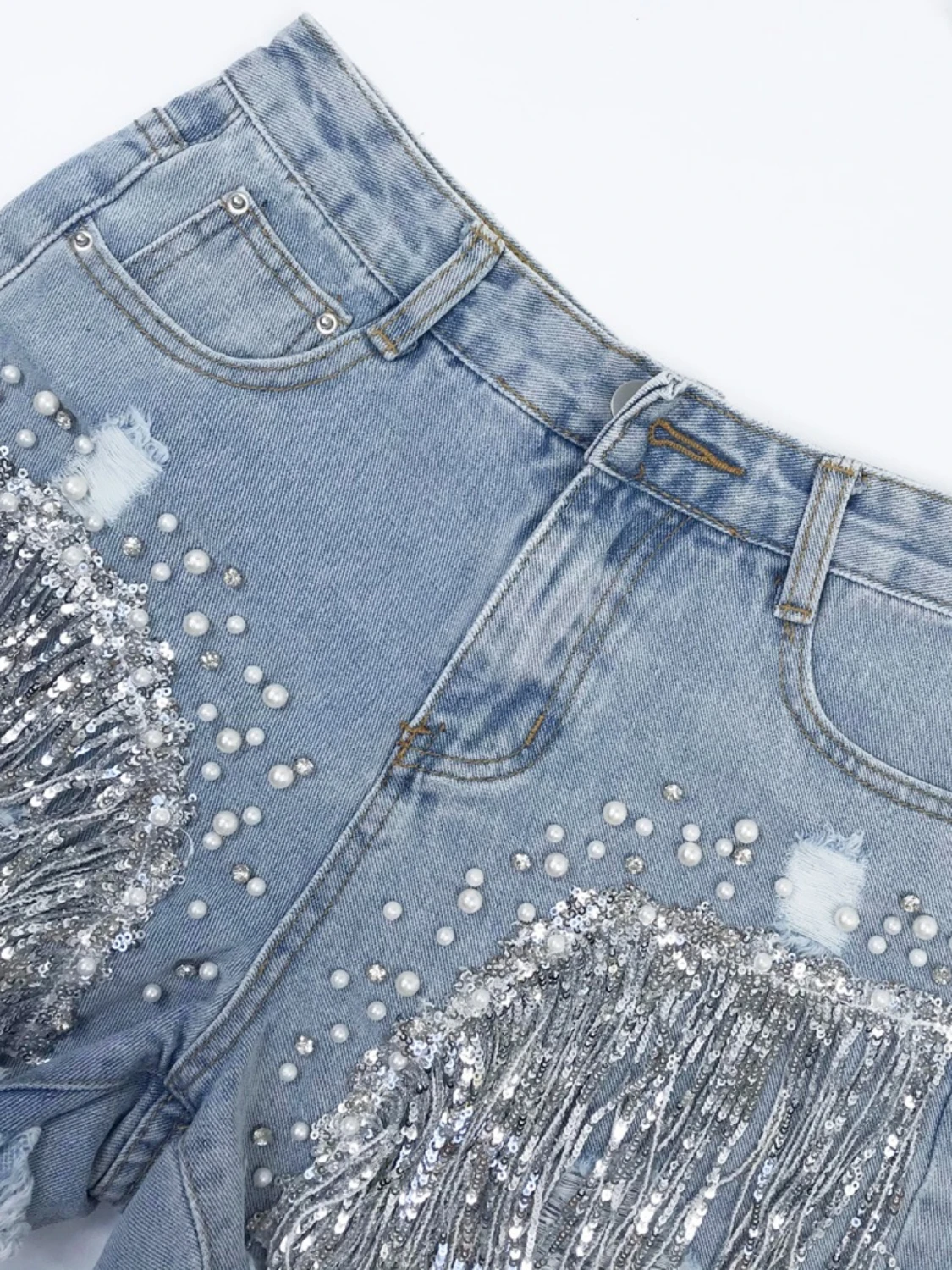 High street requintado strass drawstring denim shorts para as mulheres 2023  verão novo cintura alta emagrecimento apertado bainha shorts jeans -  AliExpress