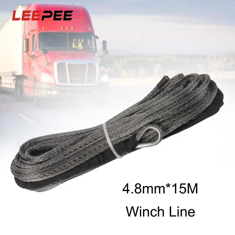 

4.8mm*15M UHMWPE Rope High Quality Tow Rope Winch Line Synthetic Fiber Towing Tools Storage Strap Vehicles Accessories Universal