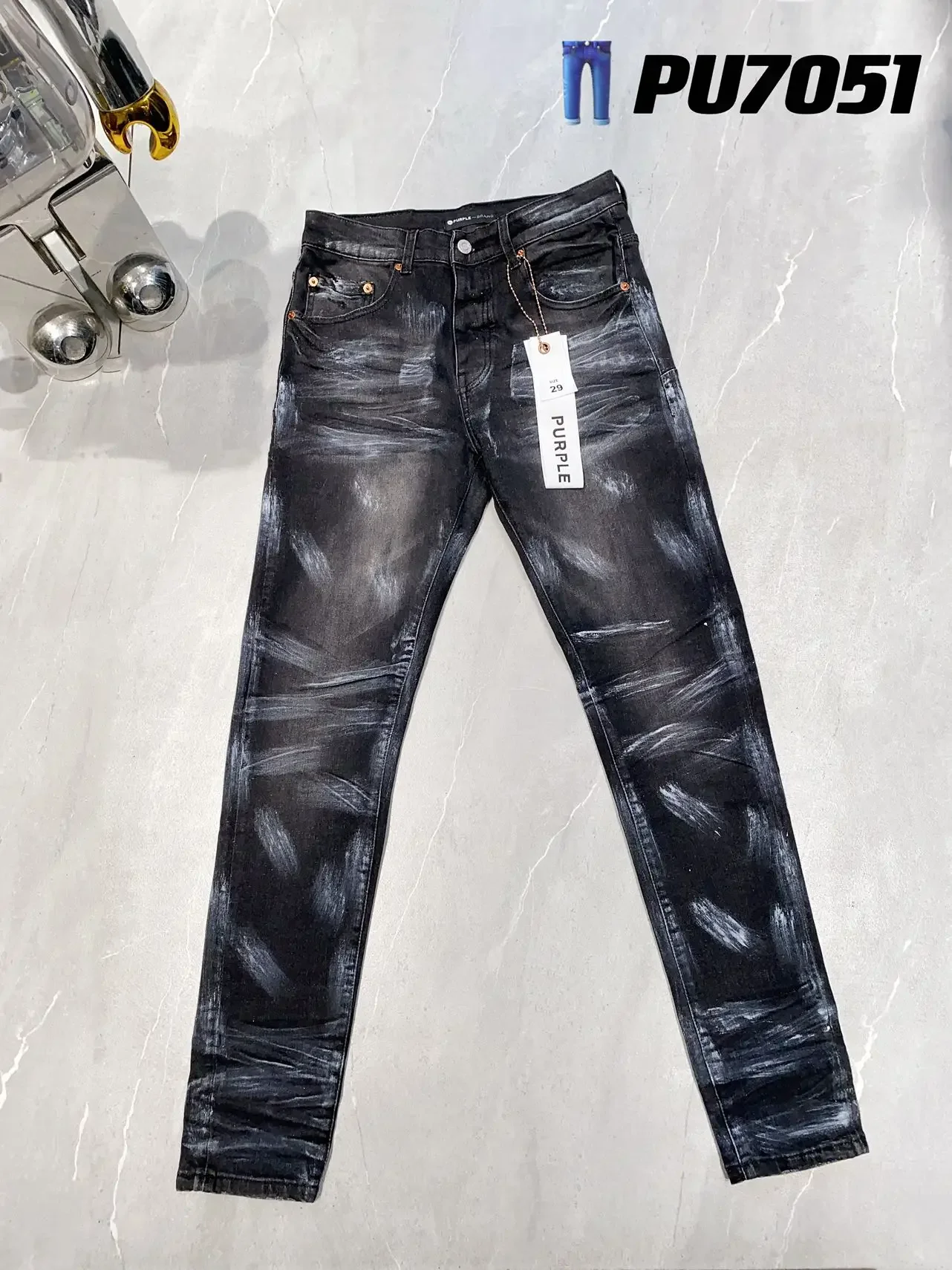 

Arrival Purple Brand Men's High Quality Street Slim Fit Streetwear Washed Hip Hop Black Denim Jeans Long Pants