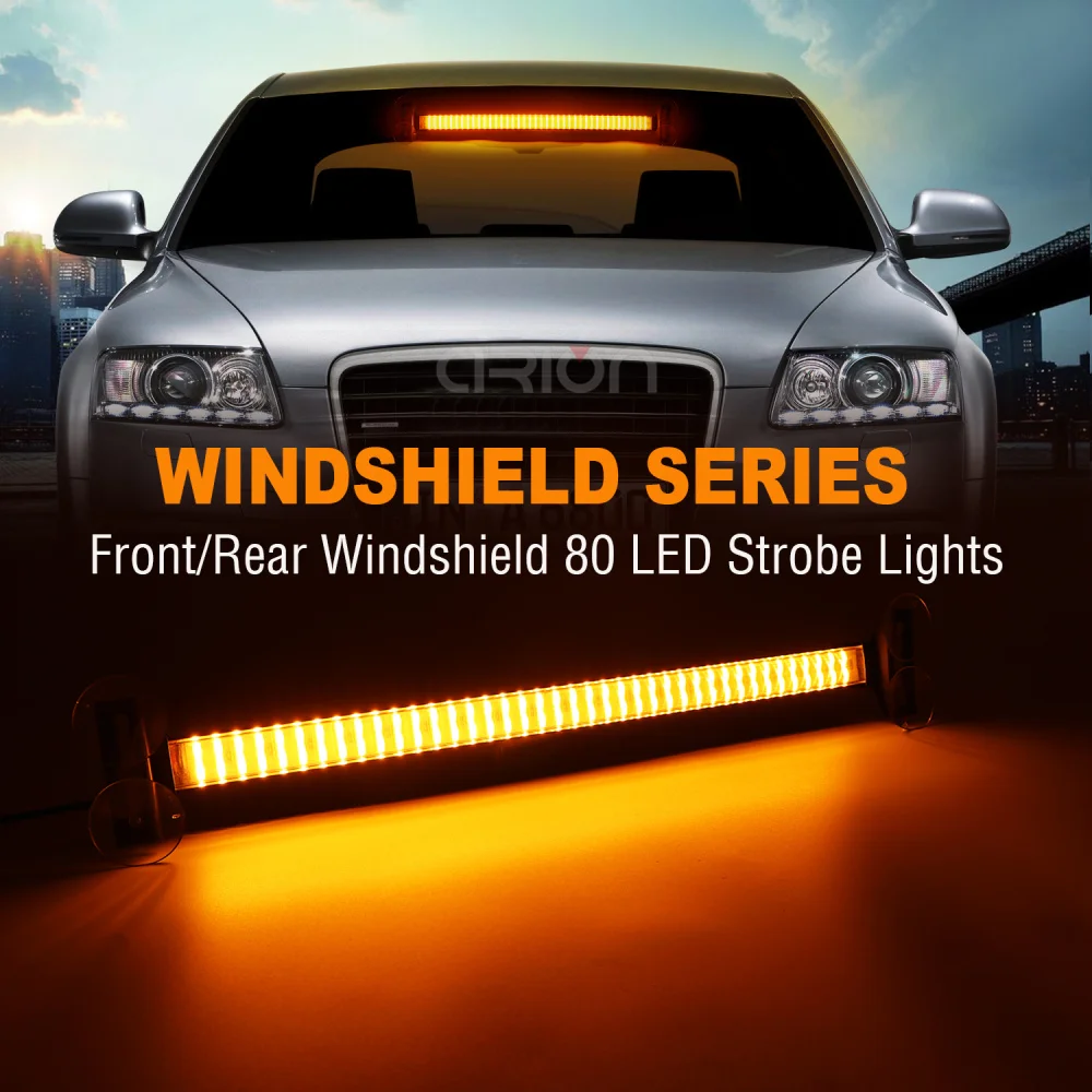 LED Strobe Police Lights For Auto Emergency Grille Warning Lamp 80 Led Windshield Bar Traffic Advisor Flashlight Car Accessories