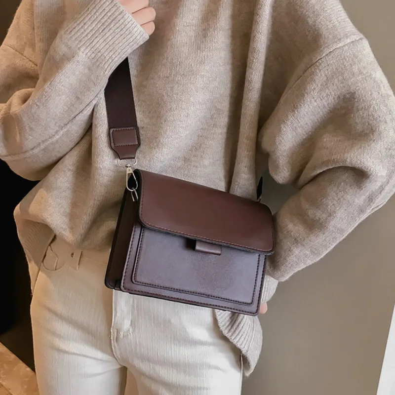 Women's Bag Retro Brown Adjustable Black Messenger Bag Casual Shoulder Bags Simple Style Luxury PU Leather Famale Handbag Wallet crossbody bag women shoulder bag women messenger bag