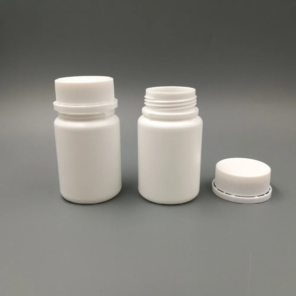100pcs/lot 50cc 50ml HDPE empty plastic pill bottle tamper proof Cap empty capsule bottle tamper evident cap